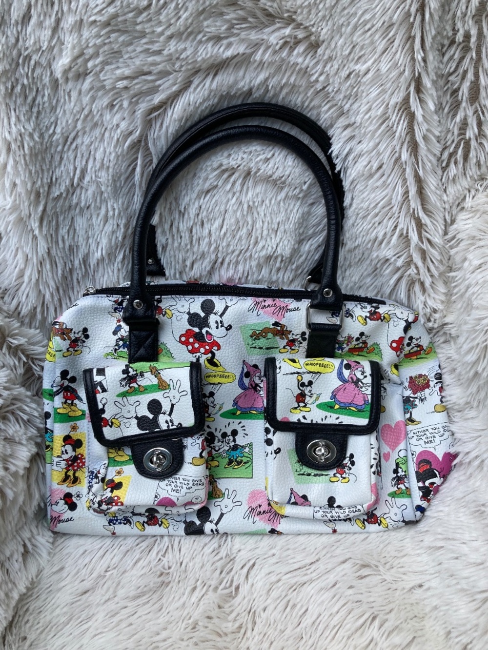 Disney Parks Mickey and Minnie Mouse Cartoon Comic Collage Handbag